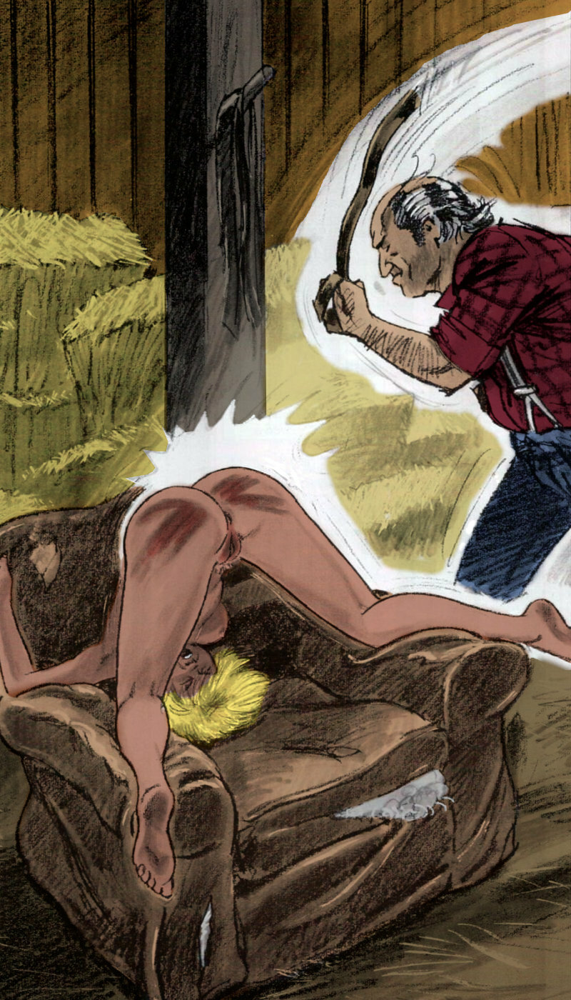 Girl belted in barn (by Anton). Colorized. — 17